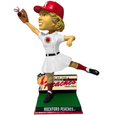 Rockford Peaches Vintage Rockford Peaches White Uniform AAGPBL Bobblehead Aagpbl, Size: 8 Inches Tall