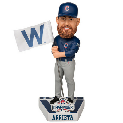 Chicago Cubs Jake Arrieta 2016 World Series Champions Fly The W Flag Bobblehead