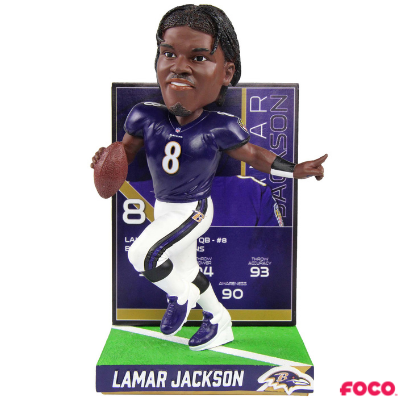 Lamar Jackson Baltimore Ravens Ratings Card Bobblehead Officially Licensed by NFL