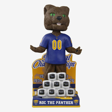 Roc The Panther Pittsburgh Panthers 9X National Championship Rings NCAA Bobblehead