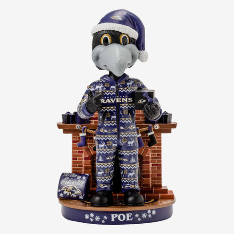 Poe Baltimore Ravens Holiday Mascot NFL Football Bobblehead