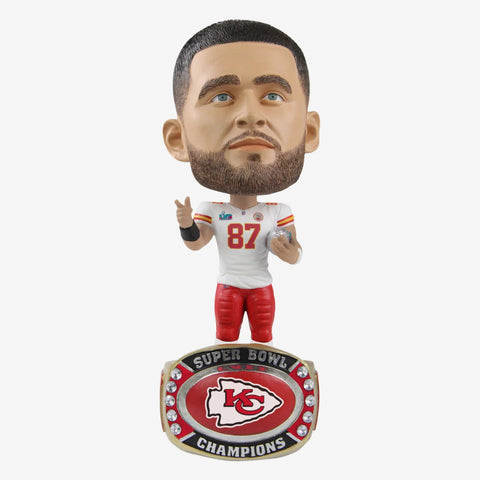 Travis Kelce Kansas City Chiefs Super Bowl LVII Champs Ring Bighead Bobblehead