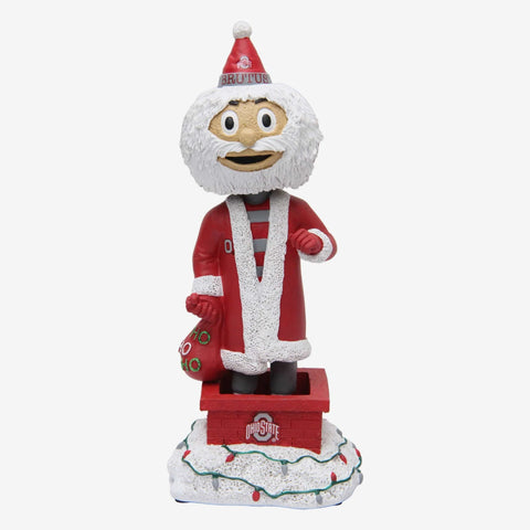 Brutus Buckeye Ohio State Buckeyes Santa Mascot Bobblehead