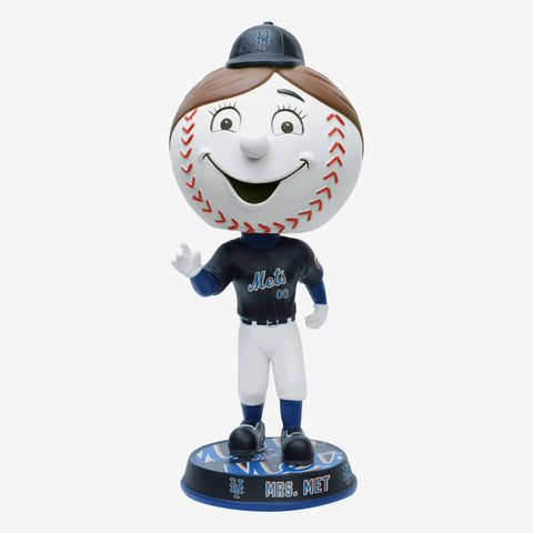 Mrs. Met New York Mets Black Jersey Field Stripe Bighead MLB Baseball Bobblehead