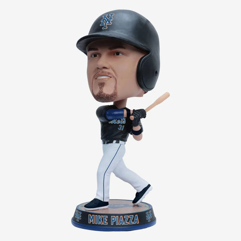 Mike Piazza New York Mets Black Jersey Field Stripe Bighead MLB Bobblehead