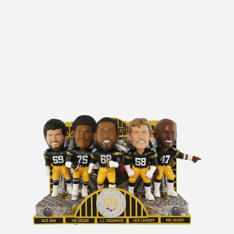 Jack Lambert, Jack Ham, Mel Blount, L.C. Greenwood & Joe Greene Pittsburgh Steelers Steel Curtain Defense Mini Scene NFL Bobblehead