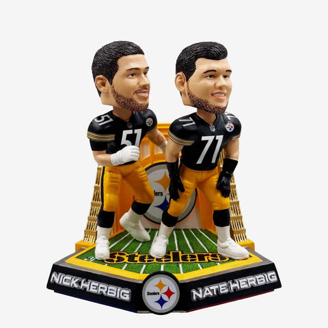 Nick Herbig & Nate Herbig Pittsburgh Steelers Bib Overalls Dual Bobblehead NFL