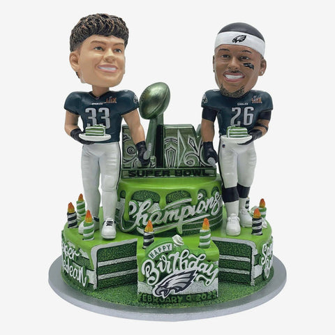 Saquon Barkley & Cooper DeJean Philadelphia Eagles Super Bowl LIX Champions Birthday Dual NFL Bobblehead