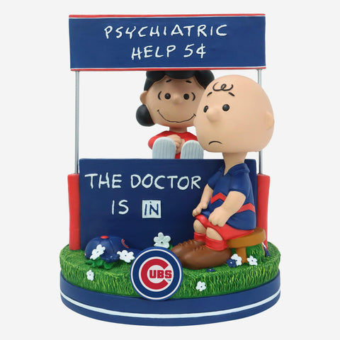 Lucy & Charlie Brown Chicago Cubs 2024 Peanuts Psychiatry Stand Dual MLB Baseball Bobblehead