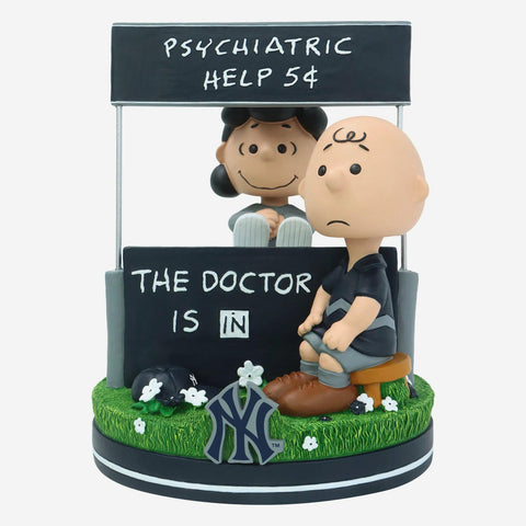 Lucy & Charlie Brown New York Yankees 2024 Peanuts Psychiatry Stand Dual MLB Baseball Bobblehead