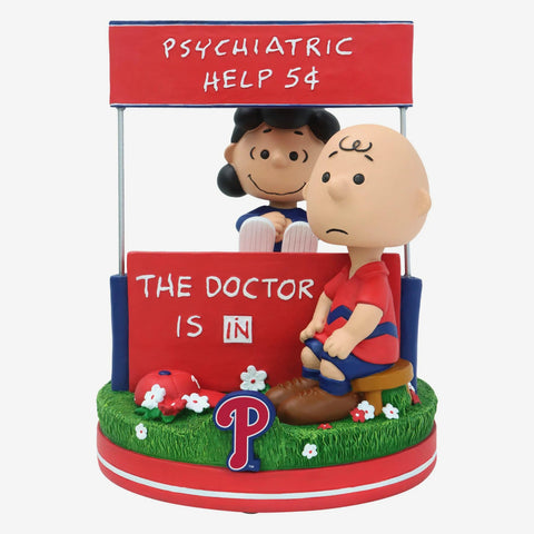 Lucy & Charlie Brown Philadelphia Phillies 2024 Peanuts Psychiatry Stand Dual MLB Baseball Bobblehead