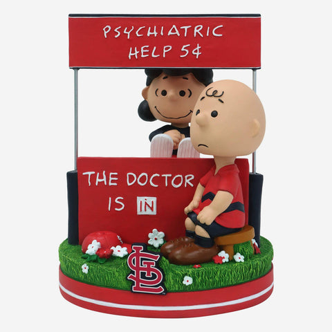 Lucy & Charlie Brown St. Louis Cardinals 2024 Peanuts Psychiatry Stand Dual MLB Baseball Bobblehead