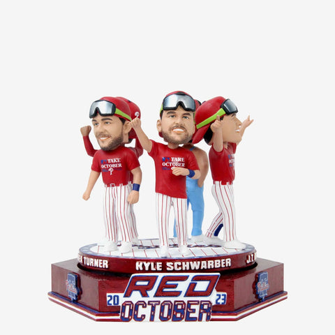 Trea Turner J.T. Realmuto Kyle Schwarber & Johan Rojas Philadelphia Phillies 2023 Postseason Clinch Celebration Spinner Mini Scene MLB Bobblehead