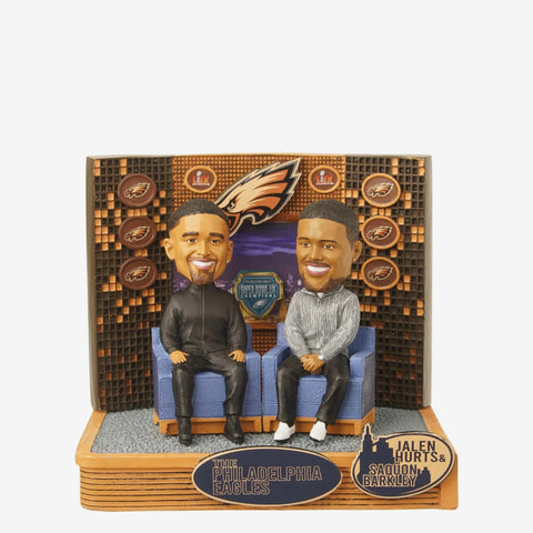 Saquon Barkley & Jalen Hurts Philadelphia Eagles Super Bowl LIX Champions Couch Dual NFL Football Bobblehead