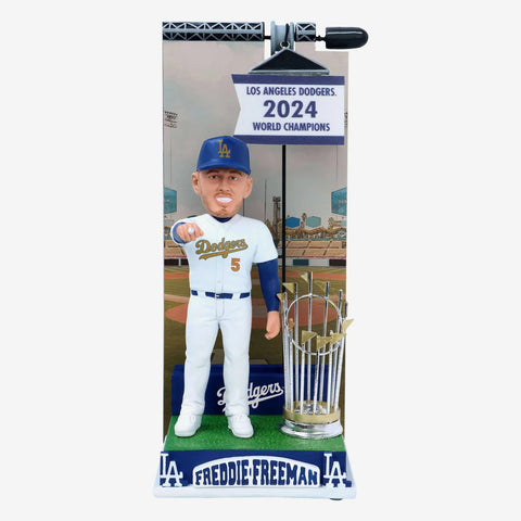 Freddie Freeman Los Angeles Dodgers 2024 World Series Champions Raise Banner Gold Jersey MLB Bobblehead
