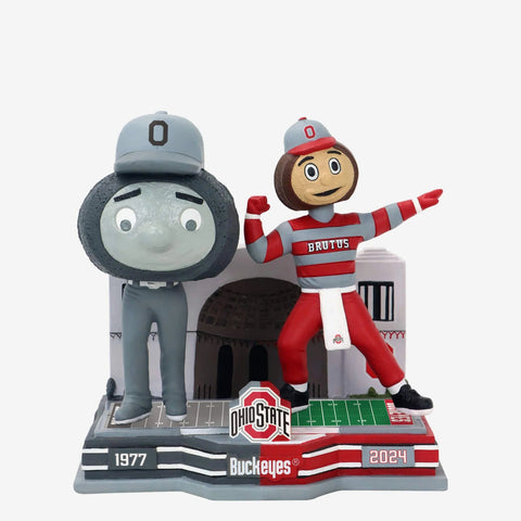 Brutus Buckeye Ohio State Buckeyes Then And Now 2 NCAA College Bobblehead