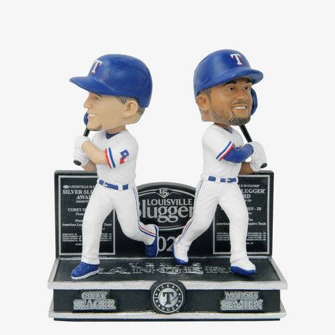 Corey Seager & Marcus Semien Texas Rangers 2023 Silver Slugger Mini Bobblehead Scene MLB