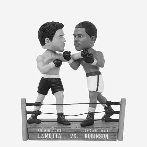 Jake LaMotta & Sugar Ray Robinson Fight 1 Dual Ring Bobblehead Boxing