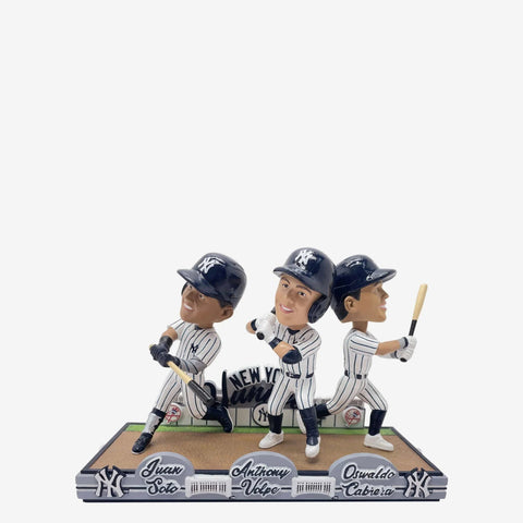 Juan Soto, Anthony Volpe & Oswaldo Cabrera New York Yankees Mini Bobblehead Scene MLB Baseball Bobblehead