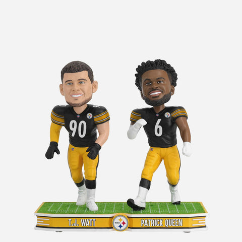 T.J. Watt & Patrick Queen Pittsburgh Steelers Field Stars Dual NFL Football Bobblehead