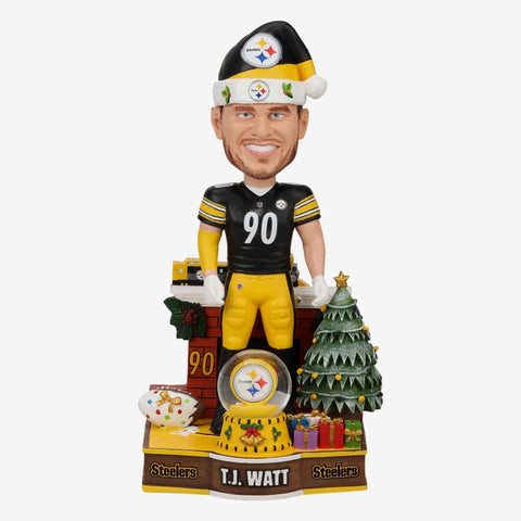 T.J. Watt Pittsburgh Steelers Holiday Snowglobe NFL Football Bobblehead
