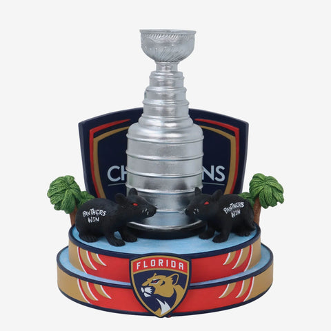 Florida Panthers 2024 Stanley Cup Champions Rat Trick Mini Bobblehead Scene