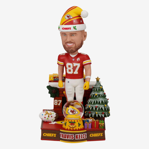 Travis Kelce Kansas City Chiefs Holiday Snowglobe NFL Football Bobblehead