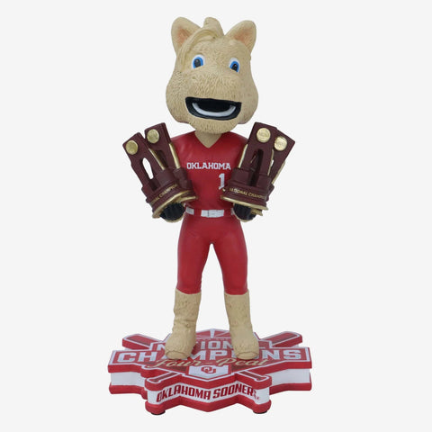 Boomer Oklahoma Sooners Four In A Row National Champions NCAA College Bobblehead