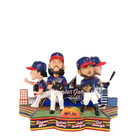 Cal Raleigh, Julio Rodriguez, Andrés Muñoz & Bryan Woo Seattle Mariners 2025 MLB All-Star Mini Bobblehead Scene MLB Bobblehead