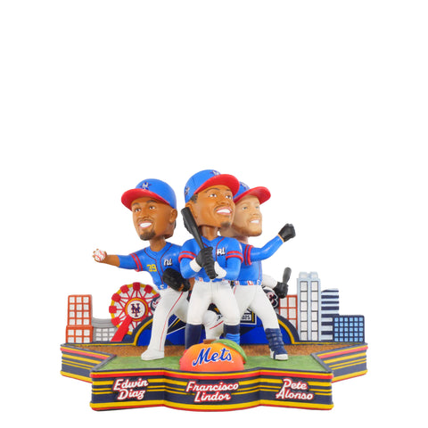 Francisco Lindor, Edwin Diaz & Pete Alonso New York Mets 2025 MLB All-Star Mini Bobblehead Scene MLB Bobblehead