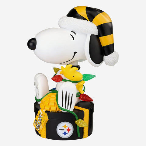 Snoopy & Woodstock Pittsburgh Steelers 2024 Peanuts Christmas Special Bobblehead