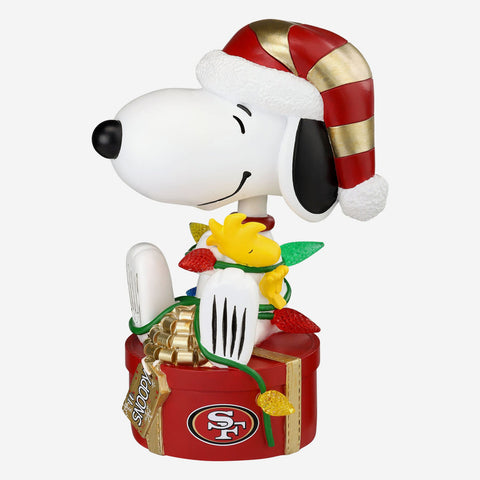 Snoopy & Woodstock San Francisco 49ers 2024 Peanuts Christmas Special Bobblehead