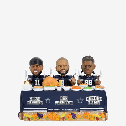 Dallas Cowboys Thanksgiving Feast Mini Bobblehead Scene Parsons Prescott Lamb