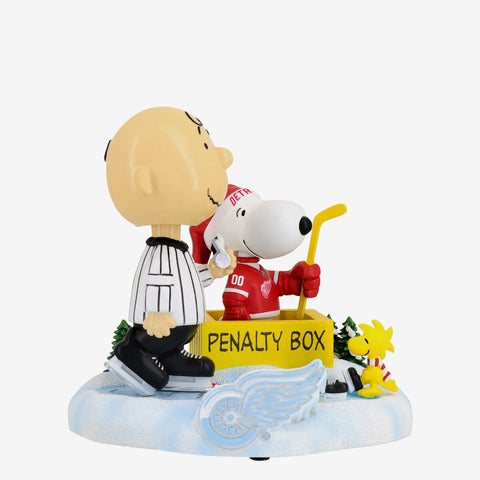 Charlie Brown, Snoopy & Woodstock Detroit Red Wings Peanuts Penalty Box Mini Bobblehead Scene NHL