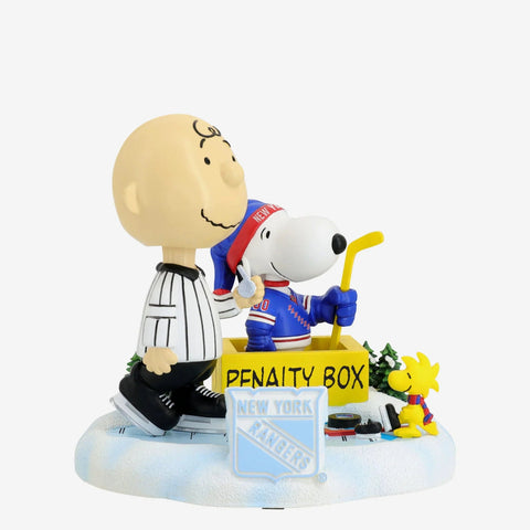 Charlie Brown, Snoopy & Woodstock New York Rangers Peanuts Penalty Box Mini Bobblehead Scene NHL