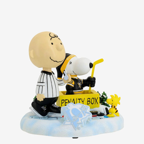 Charlie Brown, Snoopy & Woodstock Pittsburgh Penguins Peanuts Penalty Box Mini Bobblehead Scene NHL