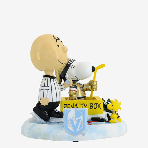 Charlie Brown, Snoopy & Woodstock Vegas Golden Knights Peanuts Penalty Box Mini Bobblehead Scene NHL
