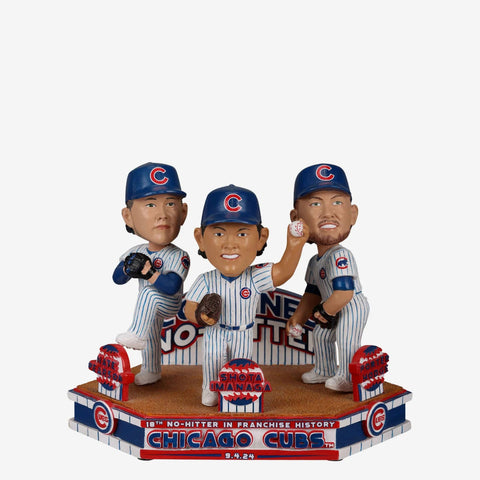 Shota Imanaga, Nate Pearson & Porter Hodge Chicago Cubs No-Hitter Mini Bobblehead Scene MLB Baseball Bobblehead