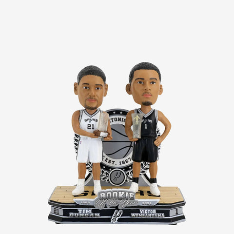 Tim Duncan & Victor Wembanyama San Antonio Spurs Rookie Of The Year Then And Now Bobblehead NBA