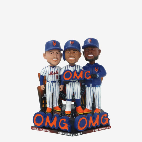 Francisco Lindor Luis Severino & Jose Iglesias New York Mets OMG Mini Bobblehead Scene MLB Baseball Bobblehead