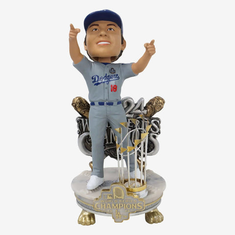 Yoshinobu Yamamoto Los Angeles Dodgers 2024 World Series Champions Alternate Jersey Celebration MLB Baseball Bobblehead