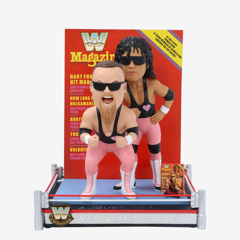Bret Hit Man Hart & Jim The Anvil Neidhart Hart Foundation WWE Magazine Cover Bobblehead WWE