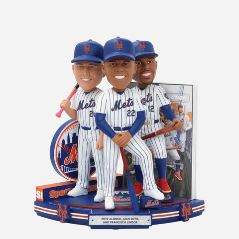 Pete Alonso Juan Soto & Francisco Lindor New York Mets Sports Illustrated Cover MLB Bobblehead