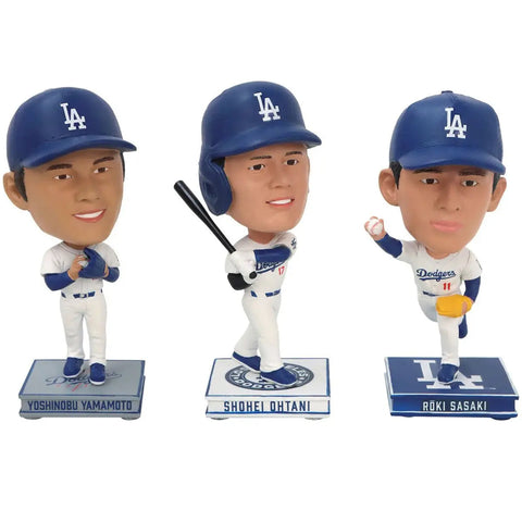 Shohei Ohtani Roki Sasaki & Yoshinobu Yamamoto Los Angeles Dodgers 3 Pack Mini Bighead Bobblehead Set MLB Bobblehead