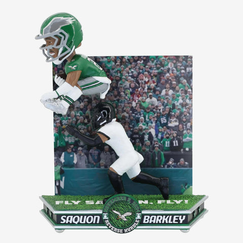 Saquon Barkley Philadelphia Eagles Reverse Hurdle Mini Scene NFL Football Bobblehead