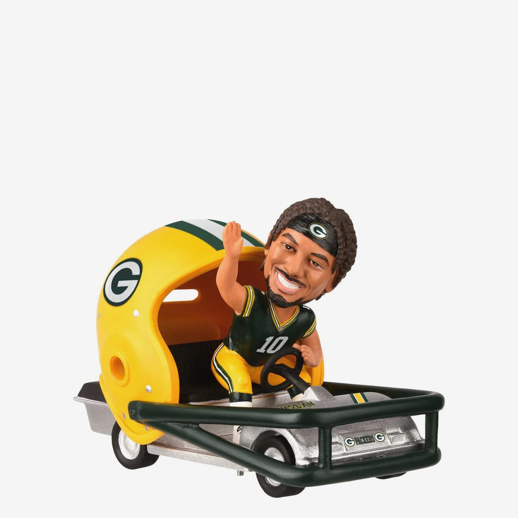 Jordan Love Green Bay Packers Helmet Cart Bobblehead Officially Licensed by NFL