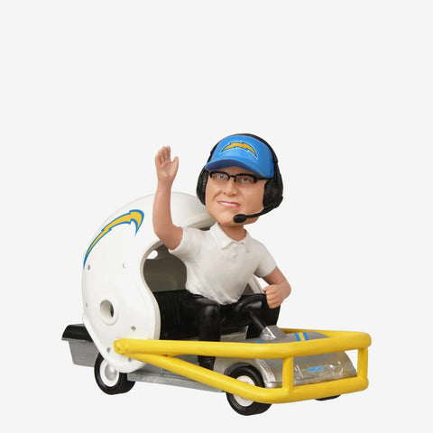Jim Harbaugh Los Angeles Chargers Helmet Cart NFL Football Bobblehead