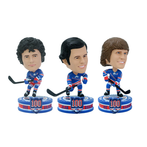Gilbert/Ratelle/Hadfield New York Rangers Exclusive 4.5 Inch Mini Bighead - 3 Pack NHL Hockey Bobblehead