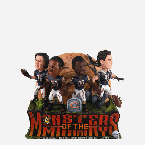Steve McMichael, Mike Singletary, Richard Dent & Dan Hampton Chicago Bears Monsters Of The Midway Defense Mini Scene NFL Football Bobblehead