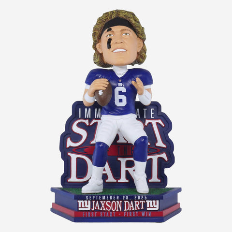 Jaxson Dart New York Giants First Career Win NFL Football Bobblehead